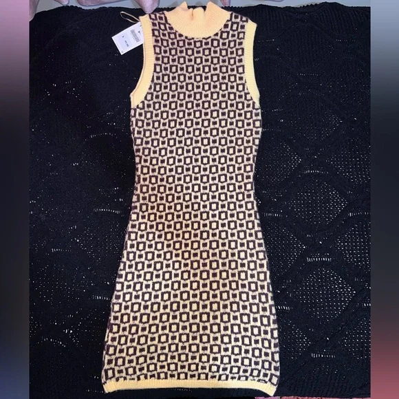 Zara Geometrical Jacquard Knit Dress/ Multicolored/ Size S